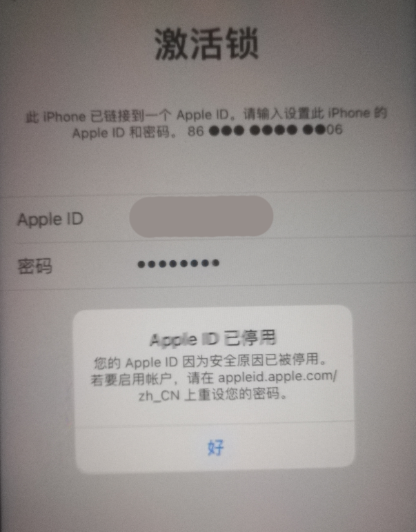 大庆苹果手机维修分享iPhone 12 出现提示“Apple ID 已停用”怎么办 